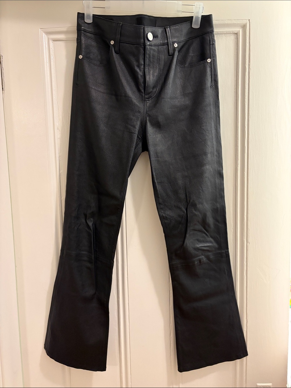 RtA lamb leather cropped flare